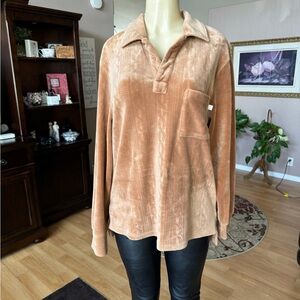 Standard Cloth tan soft furry long sleeve top-size M